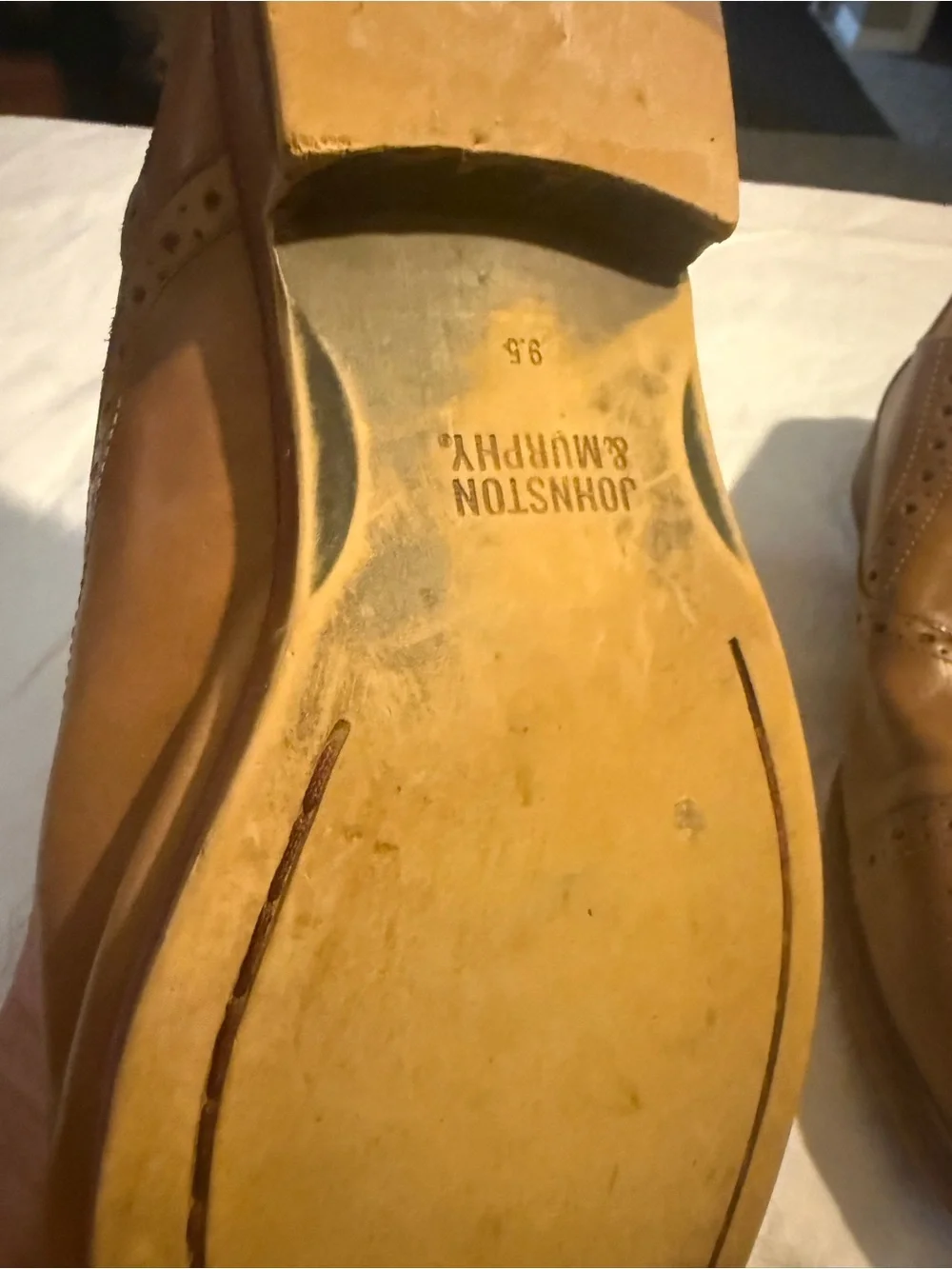Johnston & Murphy Cognac Leather Wingtip Oxfords